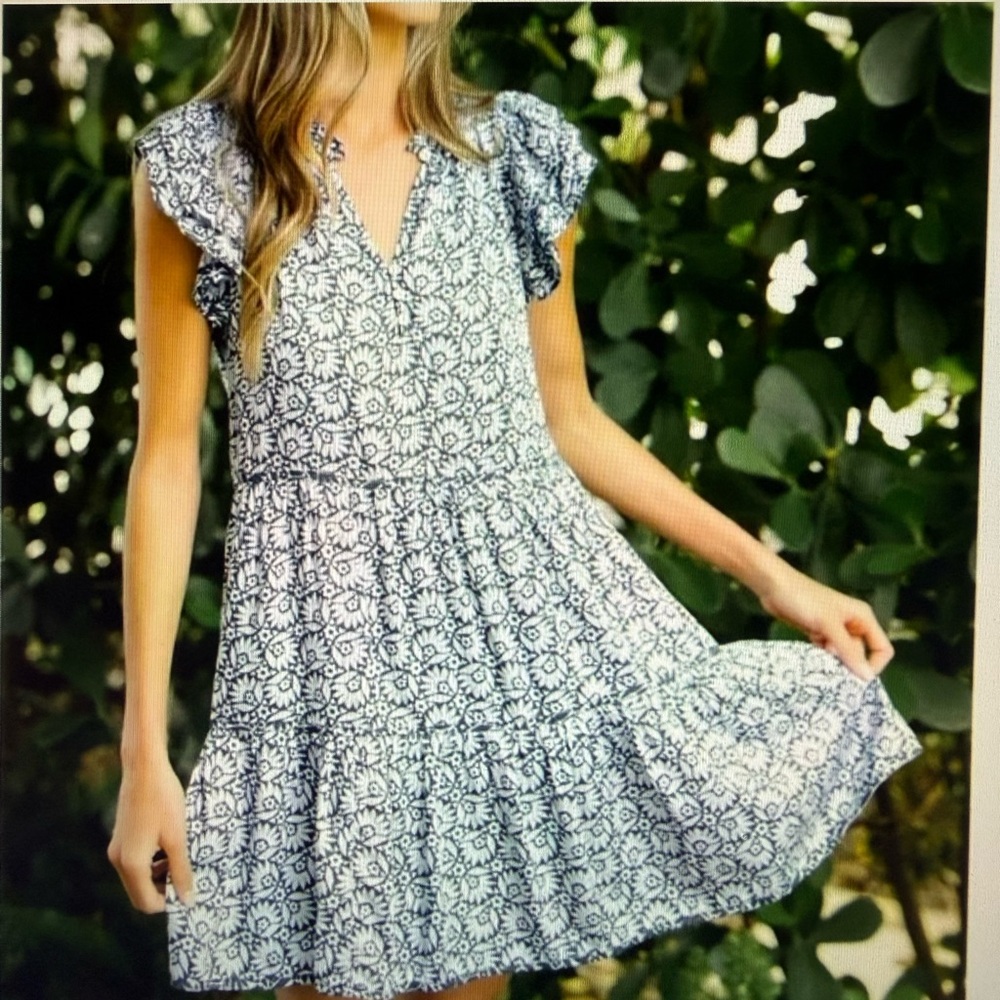 Omika Blue and Black Floral Print Top